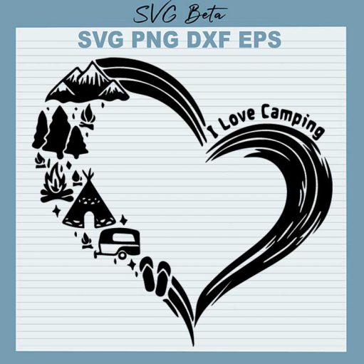 I Love Camping Heart SVG