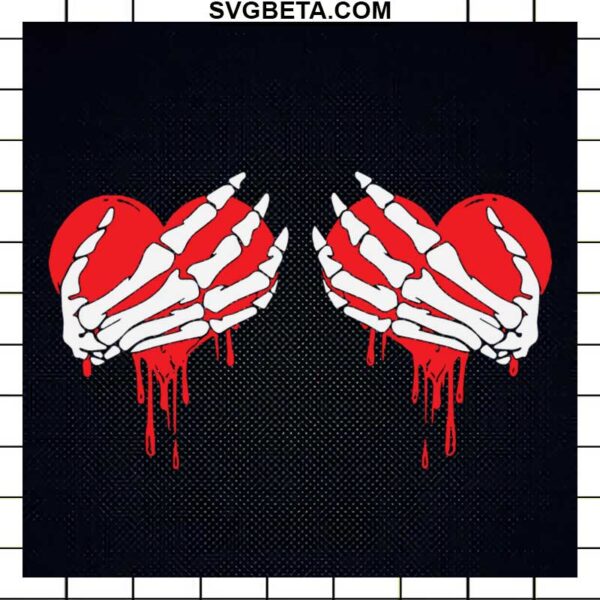 Valentine Boob Skeleton Heart SVG