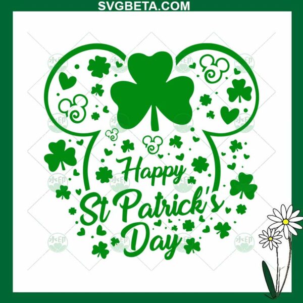 happy st patrick's day mickey head svg