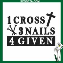 1 cross 3 nails 4 given jesus embroidery design