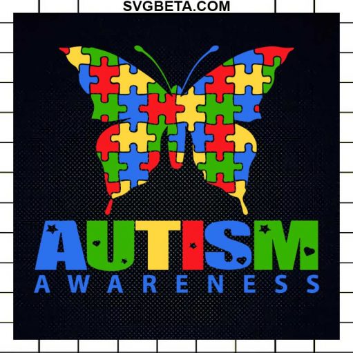 Autism awareness buffterfly puzzle SVG