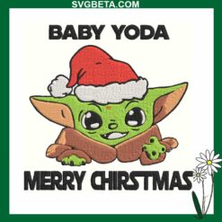 Baby Yoda Merry Christmas embroidery design