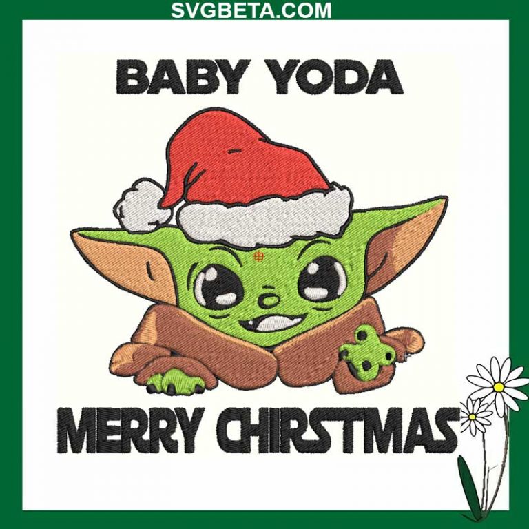 Baby Yoda Merry Christmas embroidery design, Star Wars embroidery