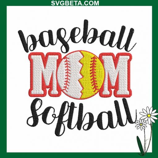 Baseball Mom Softball Embroidery Design