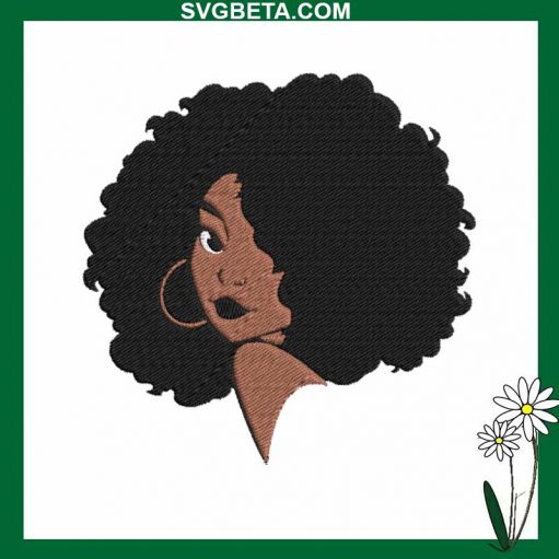 Afro Girl Embroidery Design, Black Girl Embroidery Design File