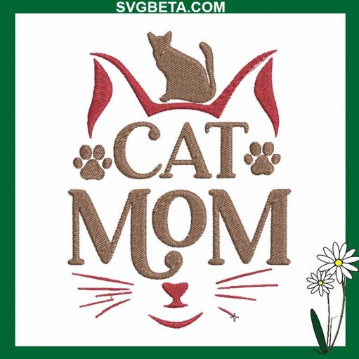 Cat Mom Embroidery Design