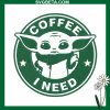 Baby Yoda Starbucks Coffee Embroidery Design