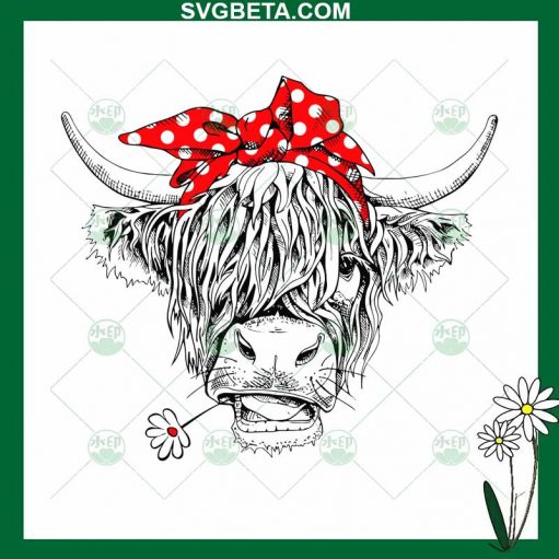 Funny Highland Cow SVG, Bandana Highland Cow SVG