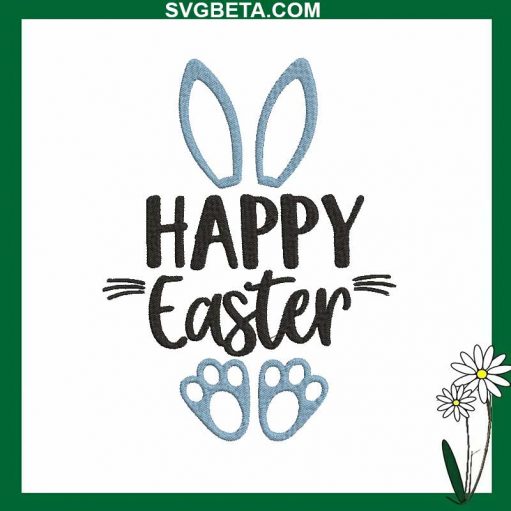 Bunny Happy Easter Embroidery Design