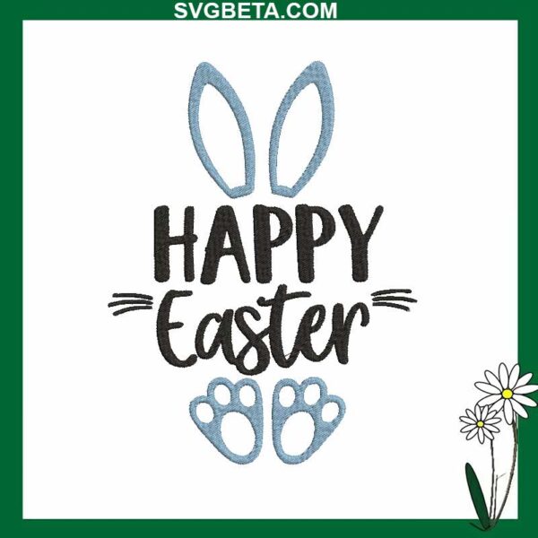 Bunny Happy Easter Embroidery Design