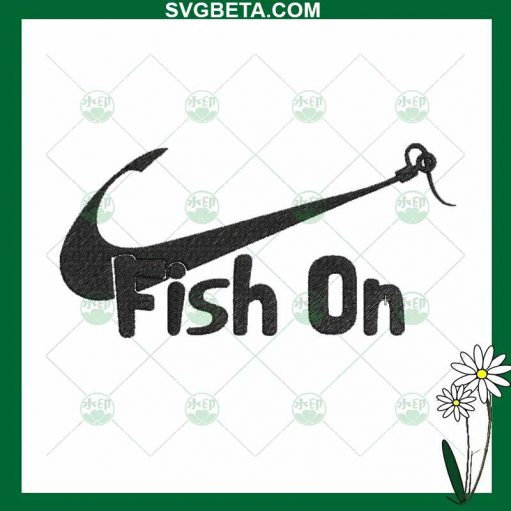 fish on nike logo embroidery design