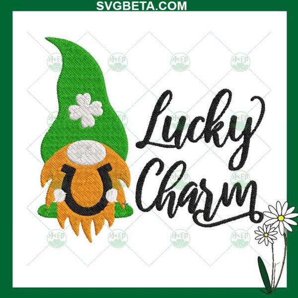 Lucky charm gnomes patrick day embroidery design