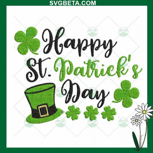 Happy st patrick's day embroidery design