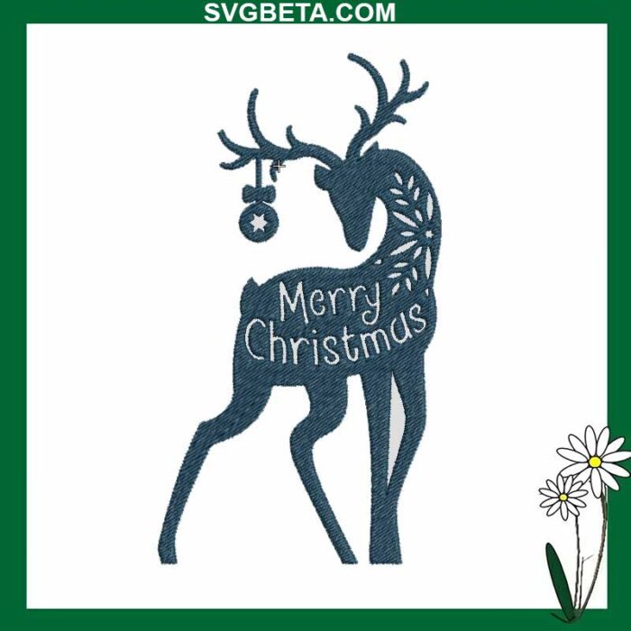 Christmas reindeer embroidery design