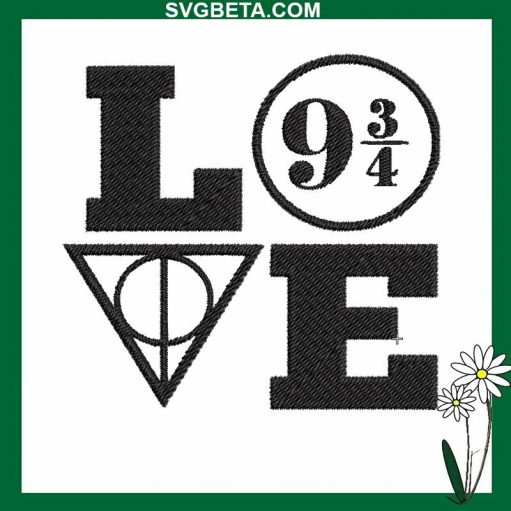 Harry Potter Love 9 3 4 Embroidery Design, Harry Potter Love Embroidery Design File