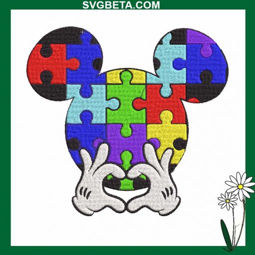 Mickey Autism Awareness Embroidery Design