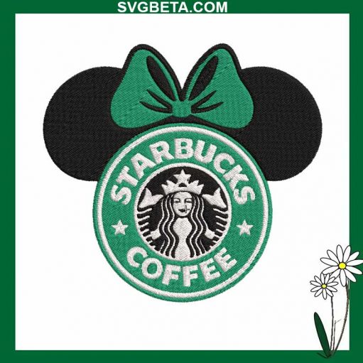 Minnie Starbucks Coffee embroidery design