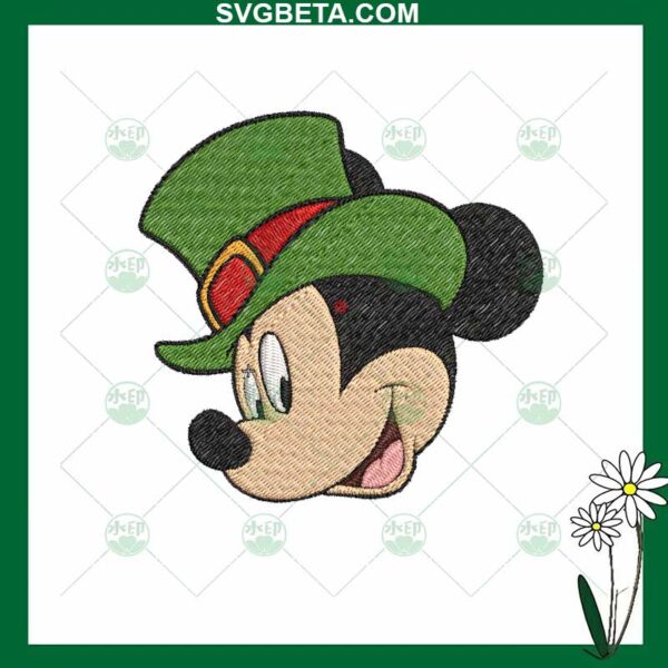 Mickey mouse st patrick day embroidery design