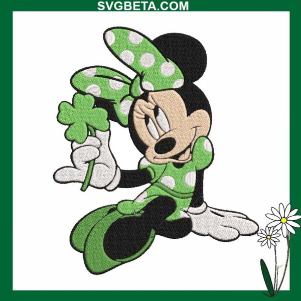 Minnie St Patricks Day embroidery design