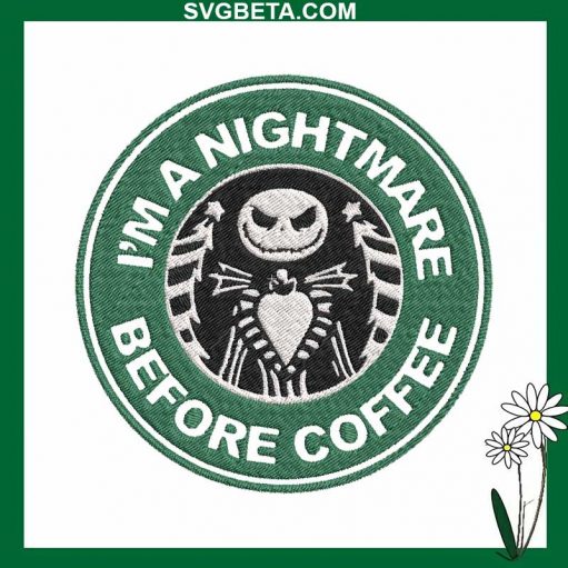 Jack Nightmare Before Coffee Embroidery Design