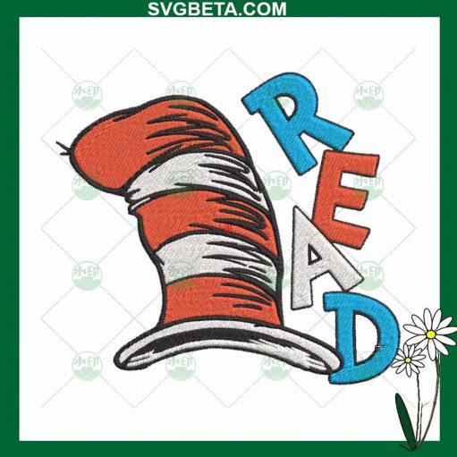 Dr Seuss Hat read embroidery design