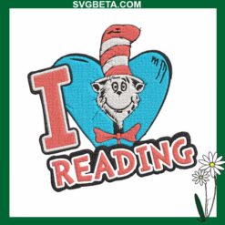 Dr Seuss Reading Embroidery Design