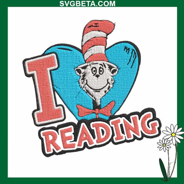 Dr Seuss Reading Embroidery Design