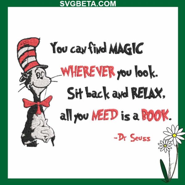 Dr Seuss embroidery design