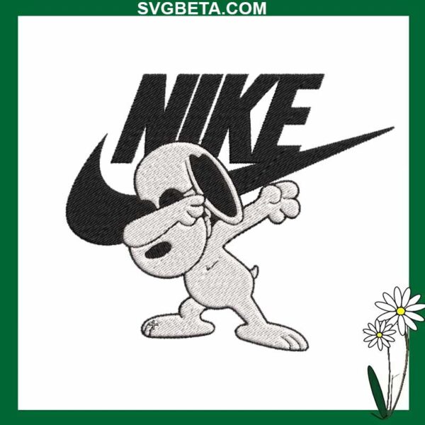 Snoopy nike logo embroidery design