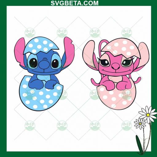 Stitch And Angel Easter Egg Svg