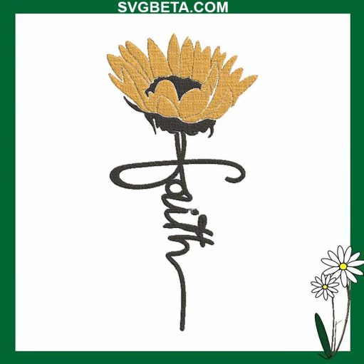 Sunflower Faith Cross Embroidery Design