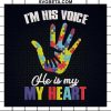 I'M His Voice He Is My Heart Autism Embroidery Design