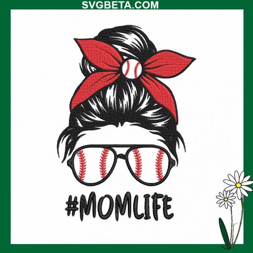 Baseball Softball Mom Life Embroidery Design