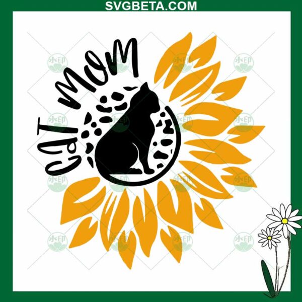 Sunflower Cat Mom SVG, Cat Mom SVG, Sunflower Mom SVG