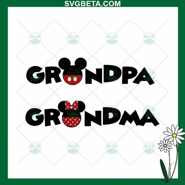 Mickey Grandpa Minnie Grandma SVG