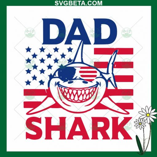 Dad Shark American Flag Svg