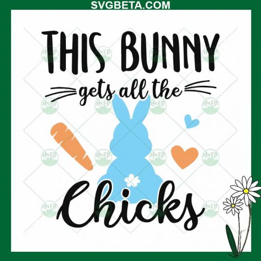 This Bunny Gets All The Chick SVG, Easter Bunny SVG, Easter Chick SVG