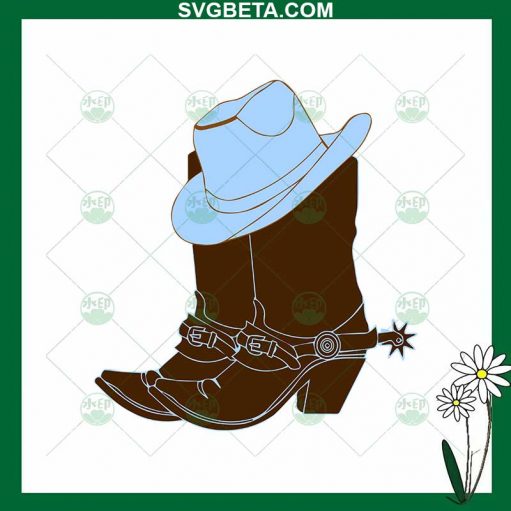 Cowboy Boots And Hat Svg
