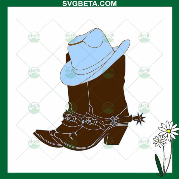 Cowboy Boots And Hat SVG