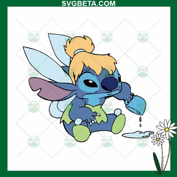 Stitch Wearing Tinkerbell Dress SVG