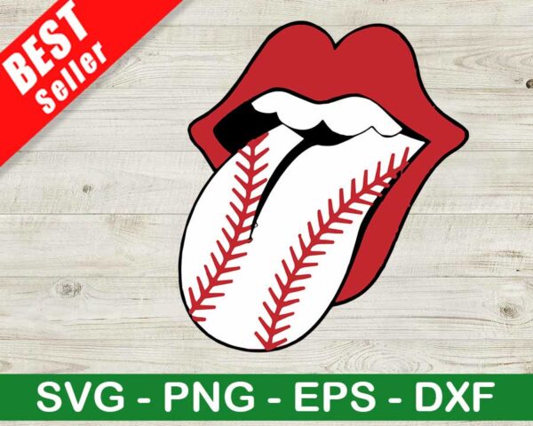 Baseball Tongue Lips SVG