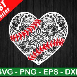Baseball Mandala Heart SVG