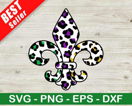 Leopard Mardi gras Fleur De Lis SVG