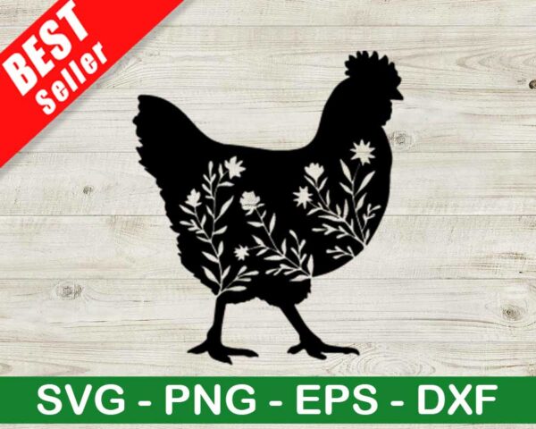Floral Chicken SVG