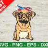 Pug With American Flag Bandana Svg