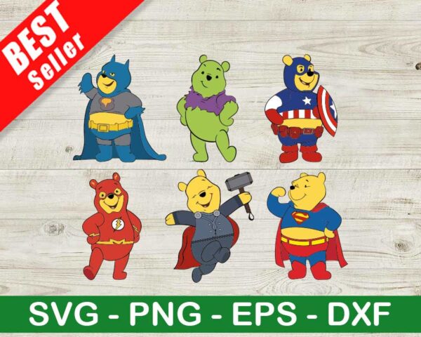 Winnie The Pooh Superheroes SVG