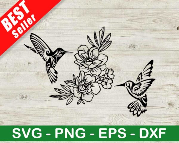 Floral Hummingbird SVG