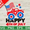 Happy 4th of July Monster Truck SVG