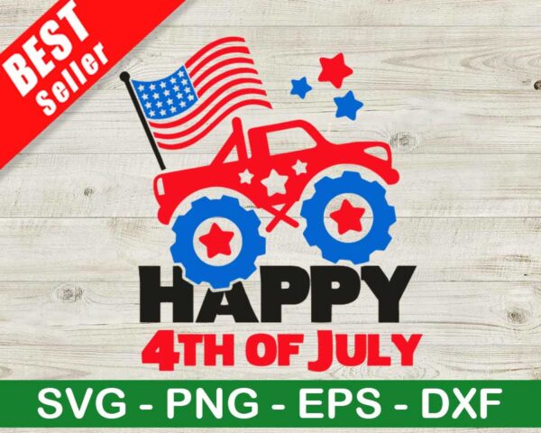 Happy 4th of July Monster Truck SVG