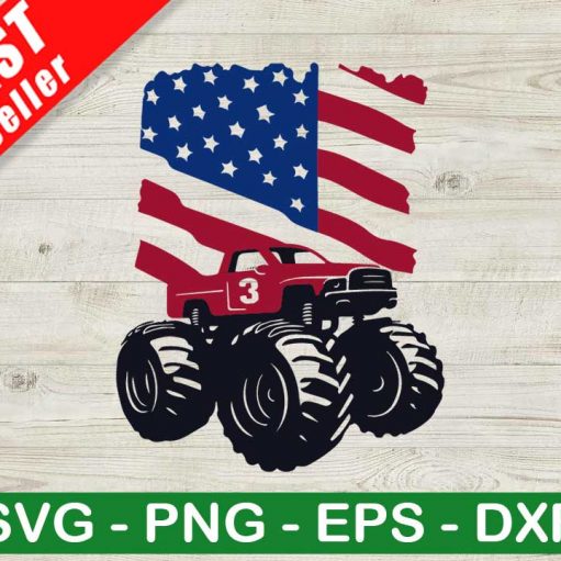 American Flag Monster Truck SVG, 4th of July SVG, Independence Day SVG